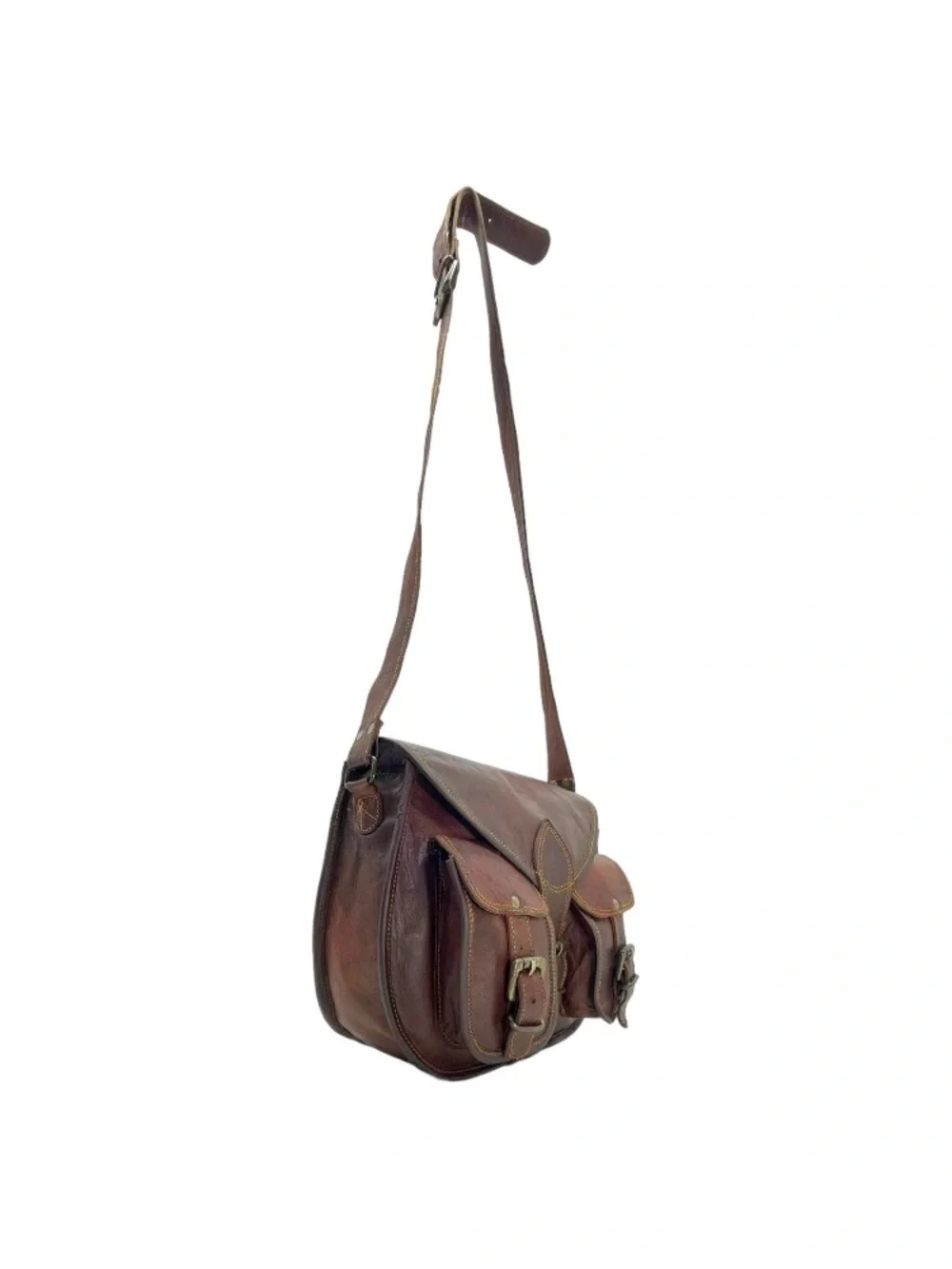 Vintage 70's Leather Shoulder Crossbody Travel Bag